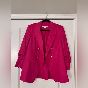 Veronica Beard Fuchsia Double-Breasted Blazer